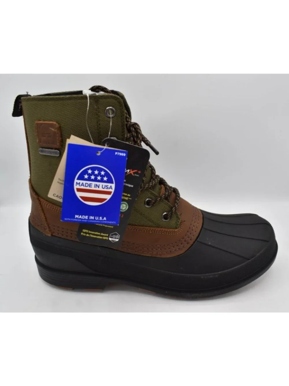 Kamik Mens Size 11 Lawrence Dark Olive Leather Insulated Waterproof Winter Boots